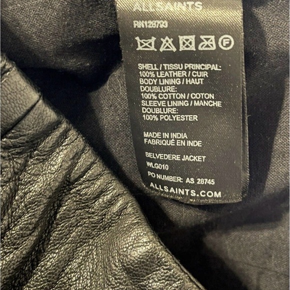 All Saints Belvedere Black Leather Jacket - Picture 6 of 6